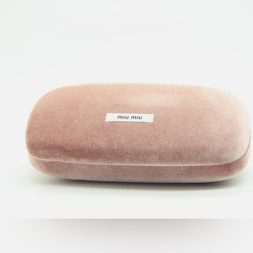 Miu Miu pink velvet clam hinge sunglass case and cloth